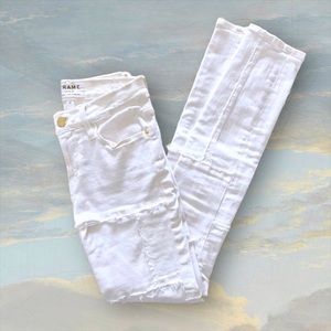 Frame white patchwork low rise skinny jeans